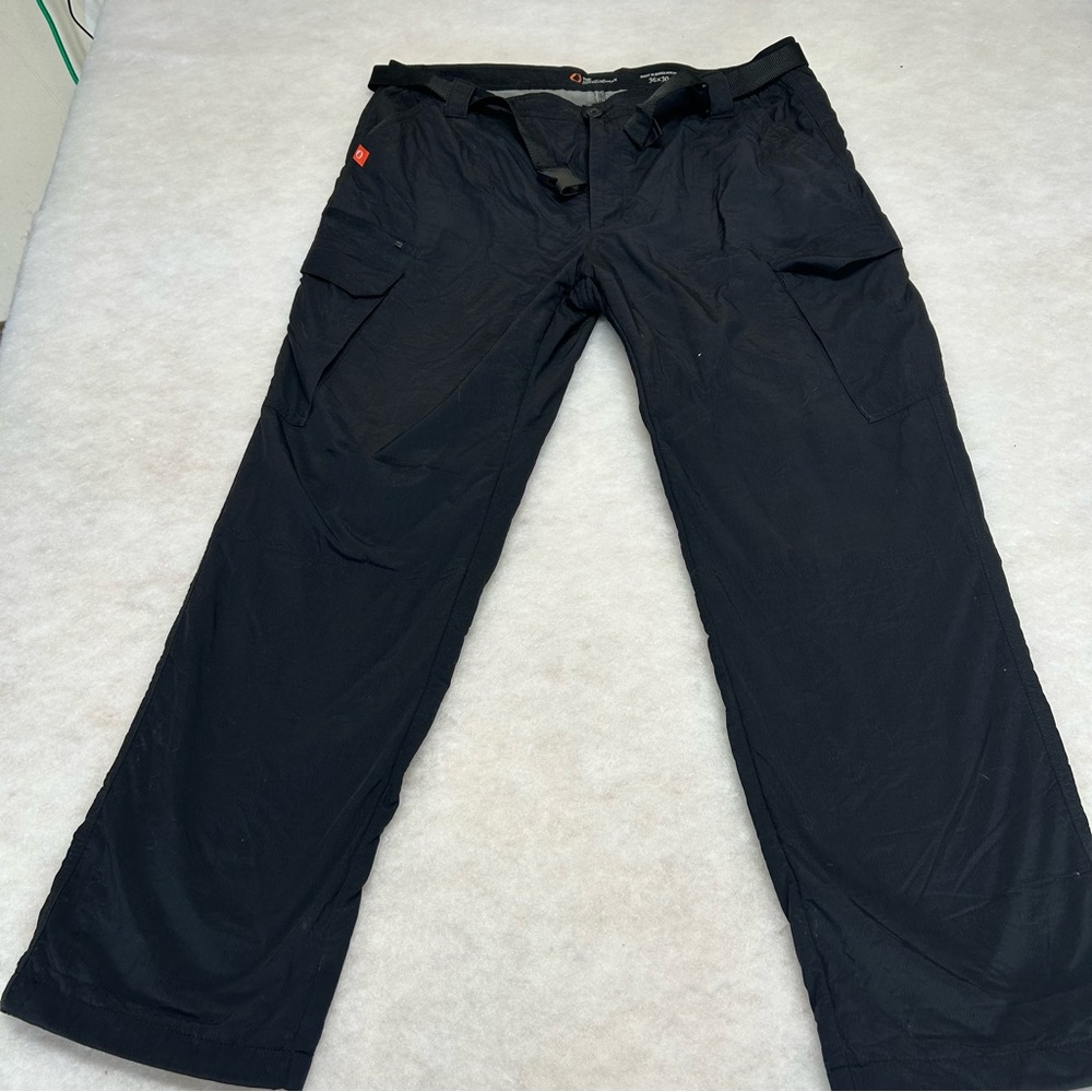 Men's American Outdoorsman Fleece Lined Pants Black,Media Pocket,Belted Sz 36x30